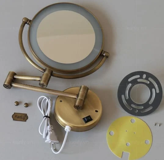 Gương gắn tường có đèn led khung bằng đồng Kanly GCK18L