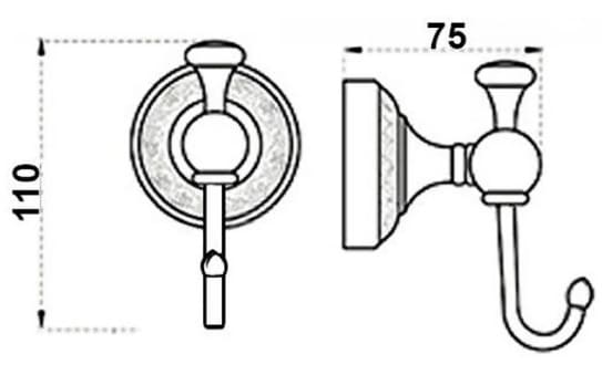 Bản vẽ kỹ thuật móc treo áo bằng đồng Kanly GCH01N 