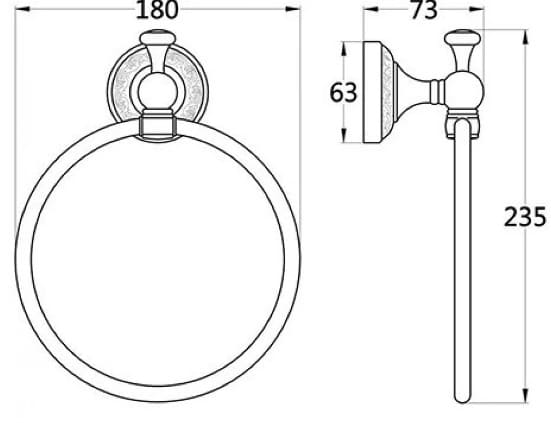 Bản vẽ kỹ thuật vòng treo khăn bằng đồng Kanly GCH02