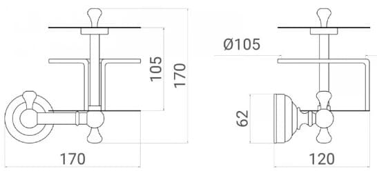 Bản vẽ kỹ thuật giá treo giấy vệ sinh bằng đồng Kanly GCH10 