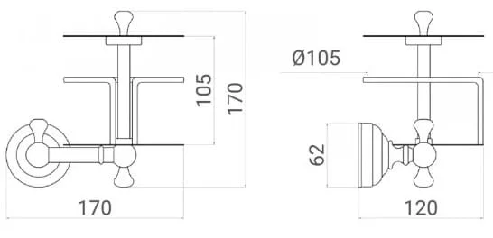 Bản vẽ kỹ thuật giá treo giấy vệ sinh bằng đồng Kanly GCH10 