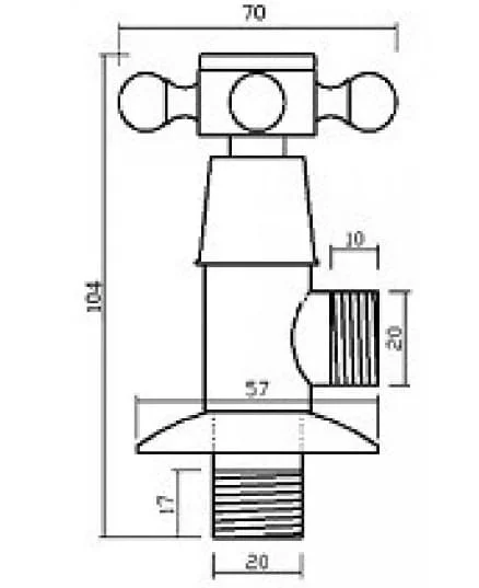 Bản vẽ kỹ thuật van góc bằng đồng Kanly GCV11 