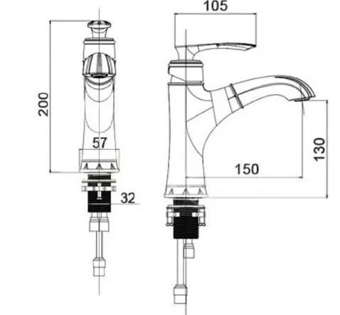 Vòi lavabo nóng lạnh có rút dây màu đen Kanly GCV42B