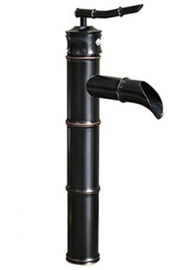 Vòi lavabo nóng lạnh màu đen hình ống tre Kanly GCA02B 