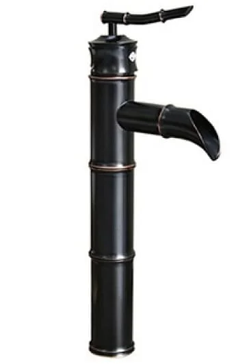 Vòi lavabo nóng lạnh màu đen hình ống tre Kanly GCA02B