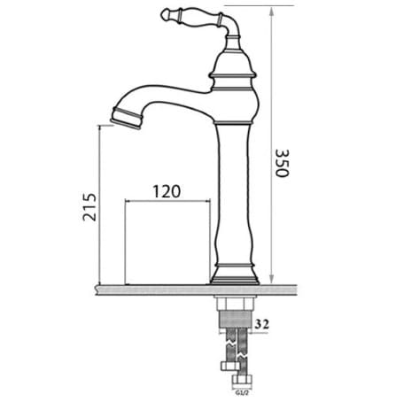 Bản vẽ kỹ thuật vòi lavabo nóng lạnh màu đen Kanly GCA14B 