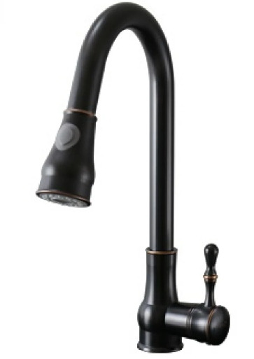 Vòi rửa bát rút dây nóng lạnh màu đen Kanly GCC09B 