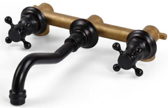 Vòi lavabo nóng lạnh màu đen gắn tường Kanly GCT08B