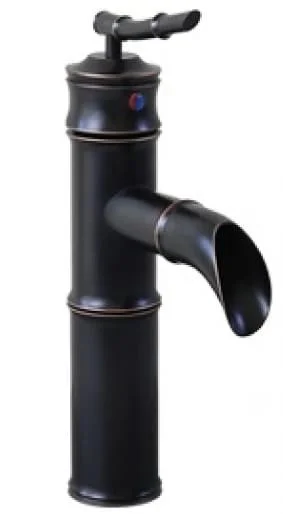 Vòi lavabo nóng lạnh màu đen hình ống tre Kanly GCV02B