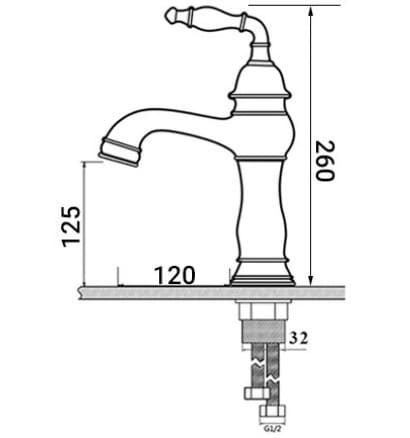 Bản vẽ kỹ thuật vòi lavabo nóng lạnh màu đen Kanly GCV14B 