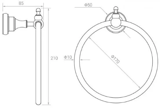 Vòng treo khăn bằng đồng màu đen Kanly GCK02B