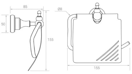 Bản vẽ kỹ thuật móc giấy vệ sinh bằng đồng màu đen Kanly GCK03B 