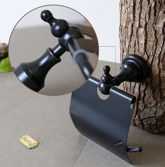 Móc giấy vệ sinh bằng đồng màu đen Kanly GCK03B 