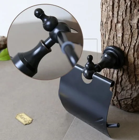 Móc giấy vệ sinh bằng đồng màu đen Kanly GCK03B 