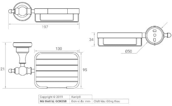 Giá đựng xà phòng bằng đồng màu đen Kanly GCK05B 