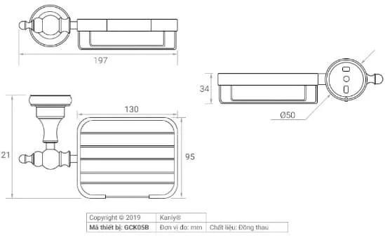 Giá đựng xà phòng bằng đồng màu đen Kanly GCK05B