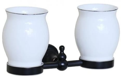 Giá để cốc đôi bằng đồng màu đen Kanly GCK08B 