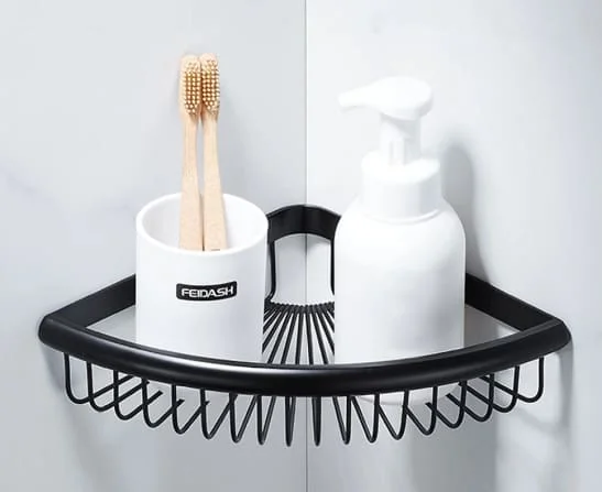 Kệ góc để đồ bằng đồng màu đen Kanly GCK28B
