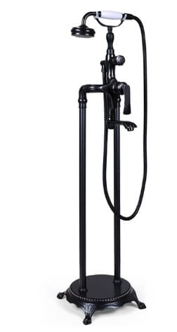 Sen bồn tắm nóng lạnh đặt sàn bằng đồng màu đen Kanly GCS09B