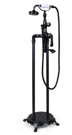 Sen bồn tắm nóng lạnh đặt sàn bằng đồng màu đen Kanly GCS09B