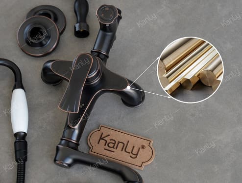Sen tắm nóng lạnh bằng đồng màu đen Kanly GCS23B