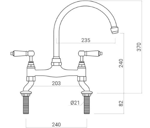 Bản vẽ kỹ thuật vòi rửa bát nóng lạnh bằng đồng mạ chrome Kanly CHC20 