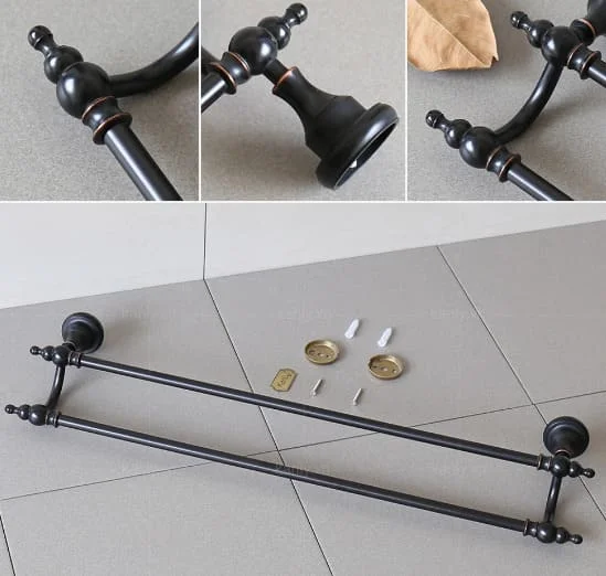 Thanh vắt khăn đôi bằng đồng màu đen Kanly GCK12B