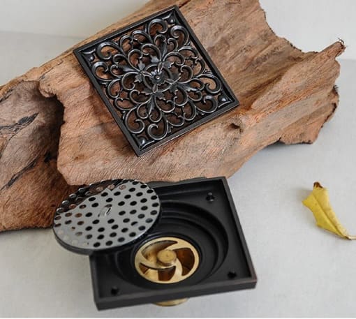 Phễu thoát sàn hoa văn bằng đồng Kanly GCP01B 