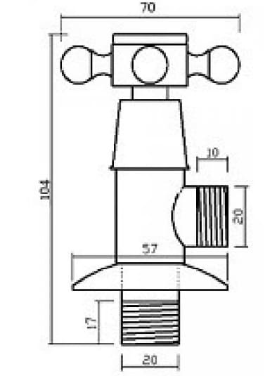 Bản vẽ kỹ thuật van góc bằng đồng Kanly GCV11B 
