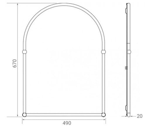 Bản vẽ kỹ thuật gương soi treo tường khung bằng đồng Kanly CHG12.01