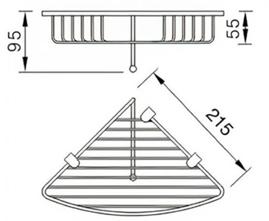 Bản vẽ kỹ thuật kệ góc để đồ bằng đồng mạ chrome Kanly CHK28