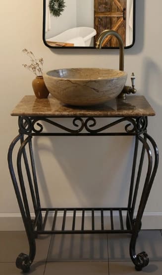 Bàn đá khung sắt đặt chậu lavabo Kanly FP04 