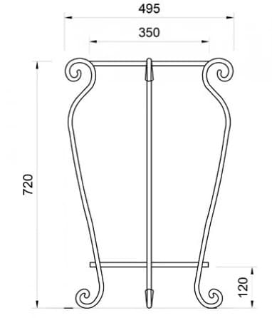 Bản vẽ kỹ thuật chân kệ sắt đặt chậu lavabo Kanly FP10