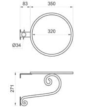 Bản vẽ kỹ thuật khung sắt đặt chậu lavabo treo tường Kanly FW01 