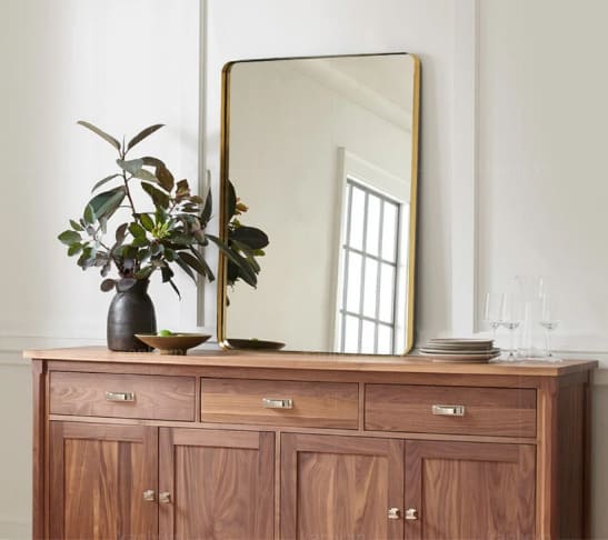 Gương soi tròn khung bằng đồng treo tường Kanly PK11.02