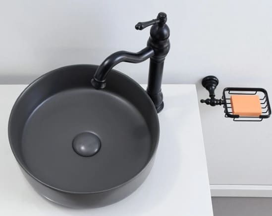 Chậu lavabo đặt bàn sứ tròn màu xám Kanly SU527