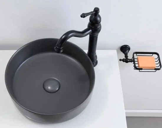 Chậu lavabo đặt bàn sứ tròn màu xám Kanly SU527