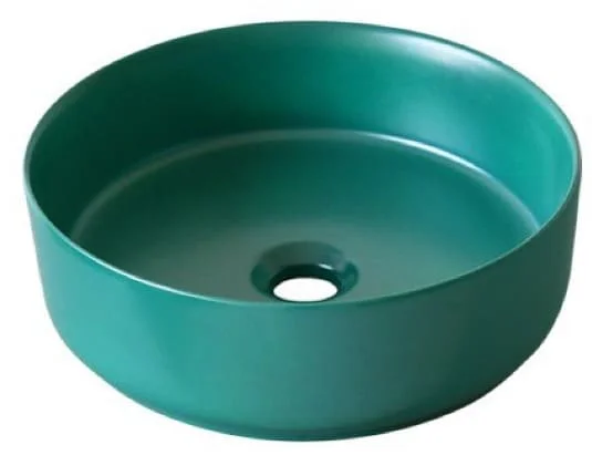Chậu lavabo đặt bàn sứ tròn màu xanh Kanly SU529