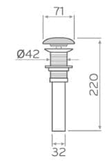 Bản vẽ kỹ thuật đầu xả lavabo sứ màu hồng Kanly KLX10 