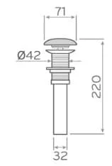 Bản vẽ kỹ thuật đầu xả lavabo sứ màu xanh dương Kanly KLX15