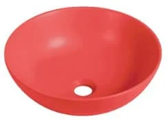 Chậu lavabo đặt bàn sứ tròn màu đỏ Kanly SU518
