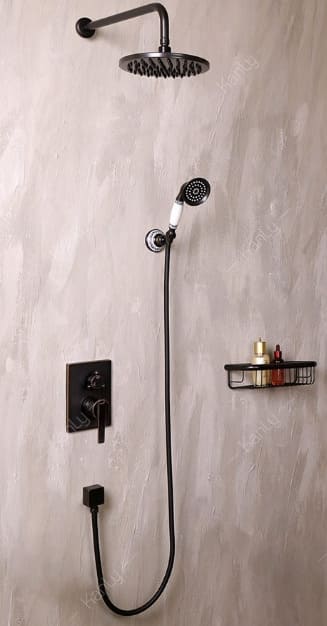 Sen tắm âm tường nóng lạnh bằng đồng màu đen Kanly GCS75B 