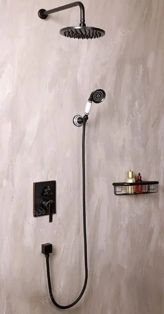 Sen tắm âm tường nóng lạnh bằng đồng màu đen Kanly GCS75B 