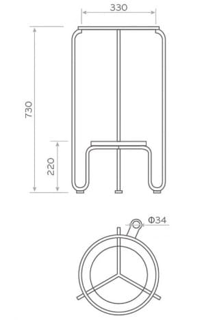 Bản vẽ kỹ thuật kệ đặt chậu lavabo bằng sắt Kanly FP08