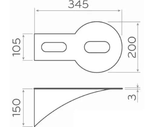 Bản vẽ kỹ thuật gía đỡ chậu lavabo treo tường Kanly FW07 