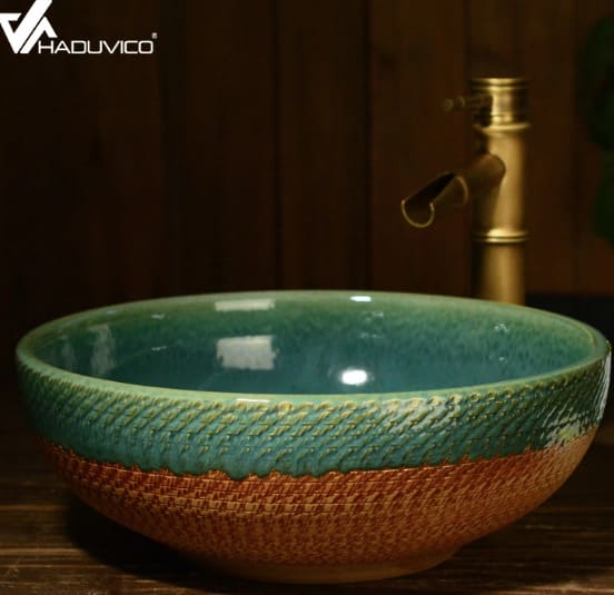 Chậu lavabo dương bàn sứ mỹ thuật Haduvico LVB037