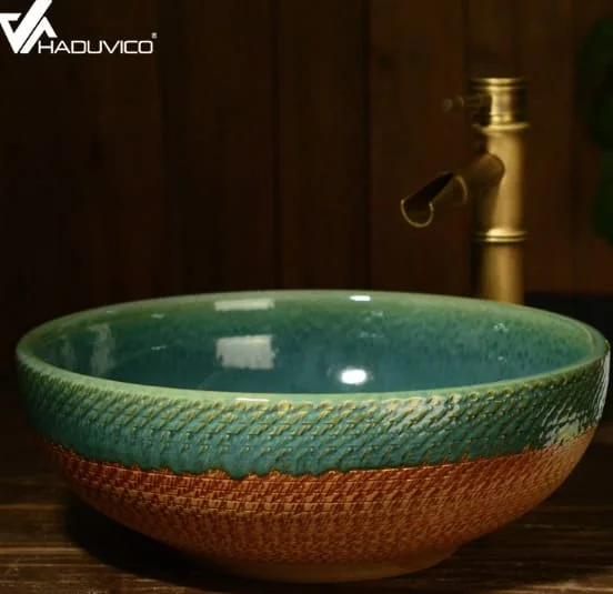 Chậu lavabo dương bàn sứ mỹ thuật Haduvico LVB037