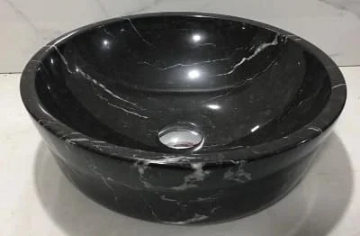 Chậu lavabo đá tự nhiên vân trắng đặt bàn Haduvico TN003