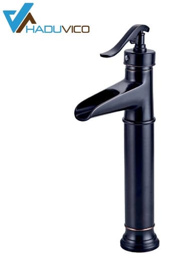 Vòi chậu nóng lạnh đồng thau màu đen Haduvico VR058