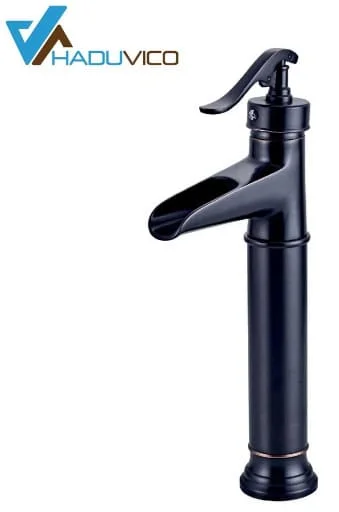 Vòi chậu nóng lạnh đồng thau màu đen Haduvico VR058